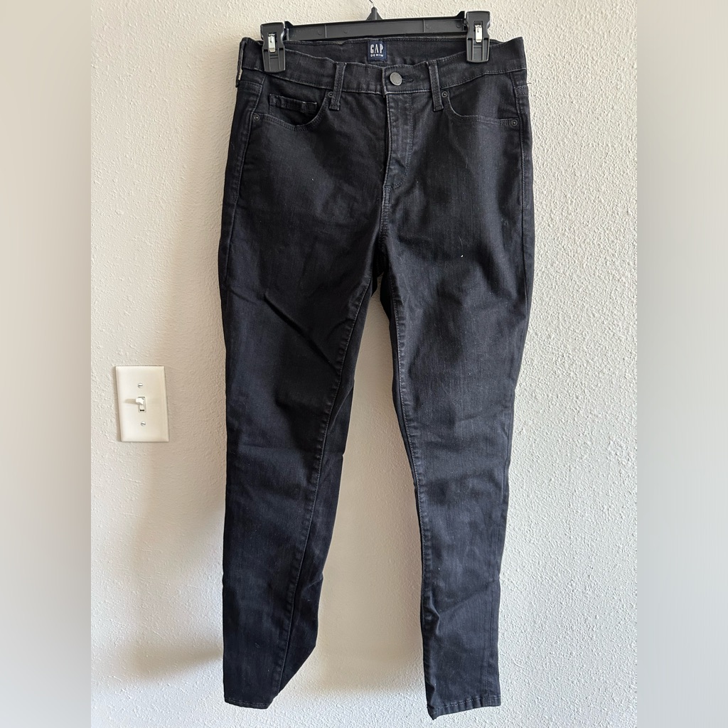 A3 - 194 Gap Black Jean Denim 8/29 True Mid Rise Skinny Jeans